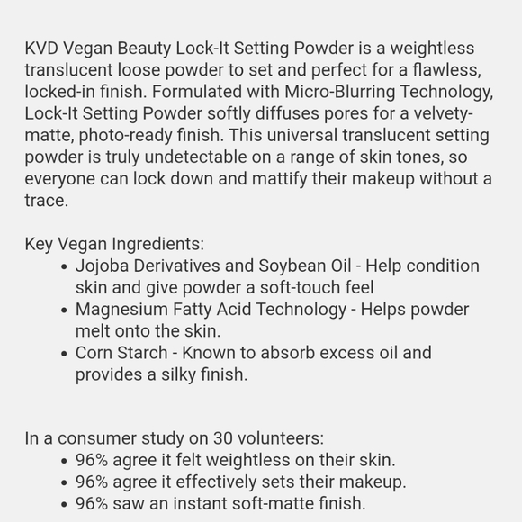 MINI KVD VEGAN BEAUTY LOCK-IT SETTING POWDER. - Picture 3 of 6